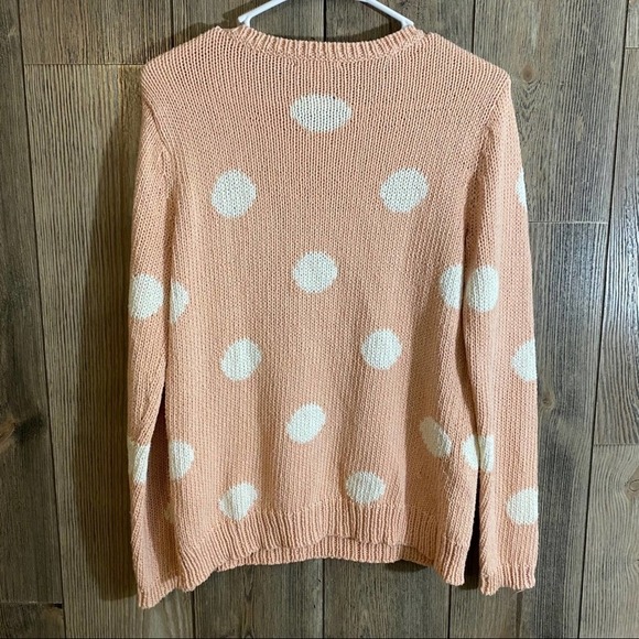 GARNET Hill Blush Pink And White Polka Dot Sweater - Picture 4 of 6